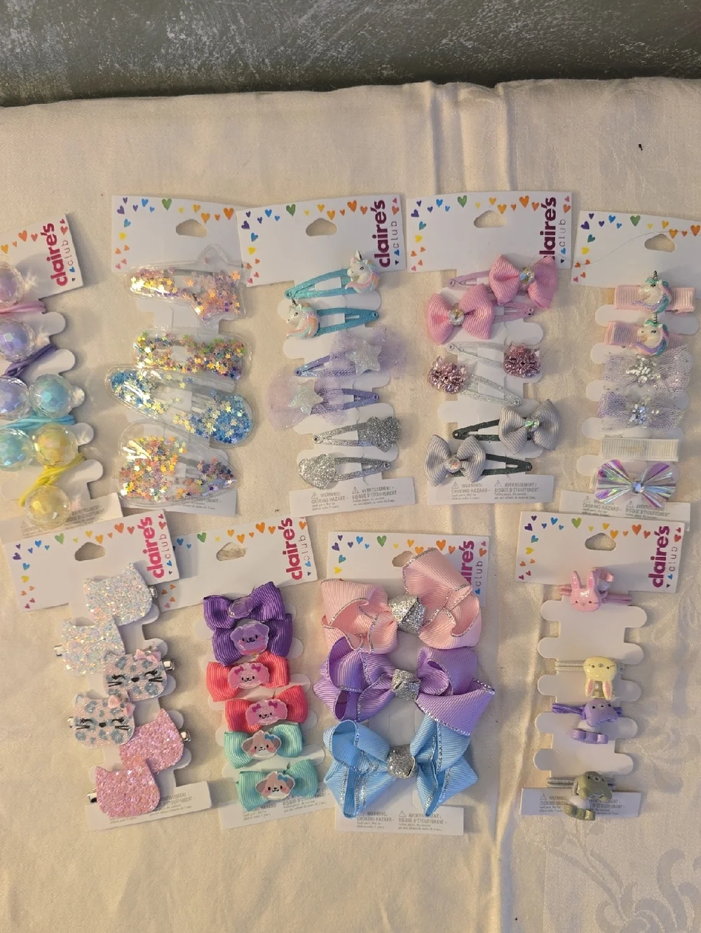 9 Claire's Pastel Hair Clip Bundle, Many Different Designs All New